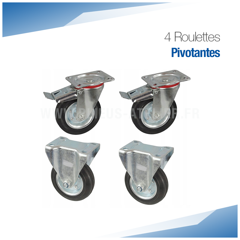 Lot de 4 roulettes pivotantes freinées pour plieuse